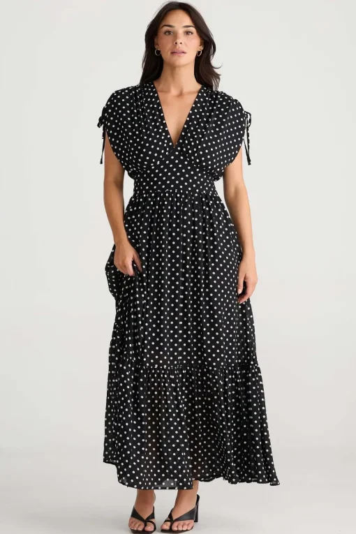 Brave + True Ellody Dress in Black Polka Dot