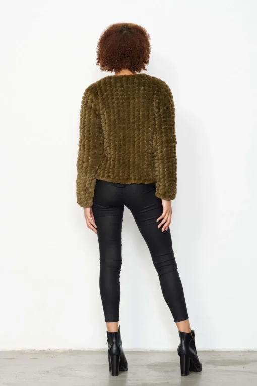 Caju Faux Fur Jacket in Khaki