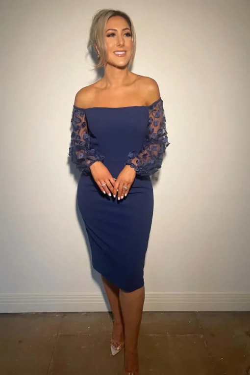Danielas Off The Shoulder Dress in Navy