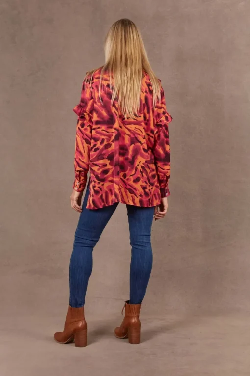 Eb & Ive Mayan Frill Blouse in Magenta