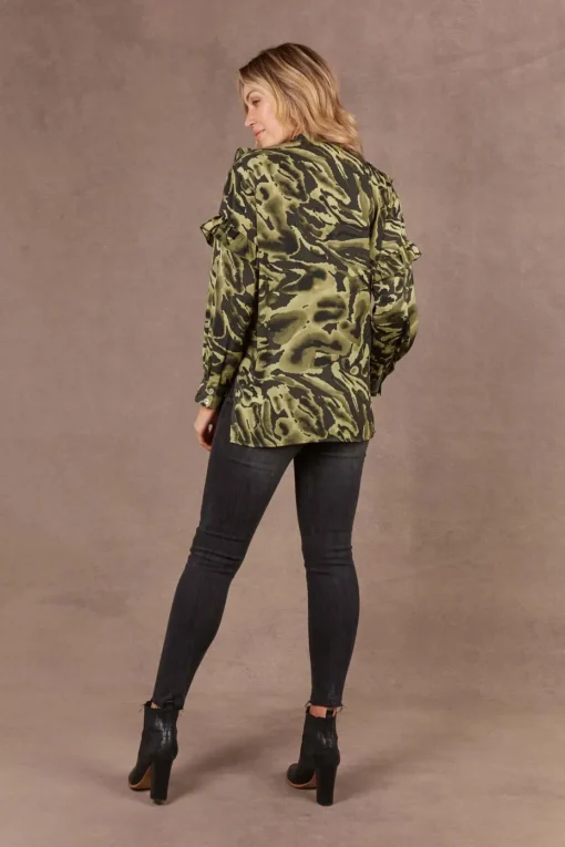 Eb & Ive Mayan Frill Blouse in Fern