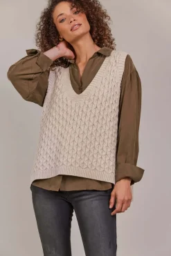 Eb & Ive Naviva Vest in Oat