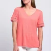 Foil All The Trimmings Top in Ocean Coral