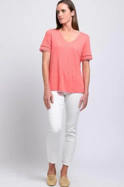Foil All The Trimmings Top in Ocean Coral