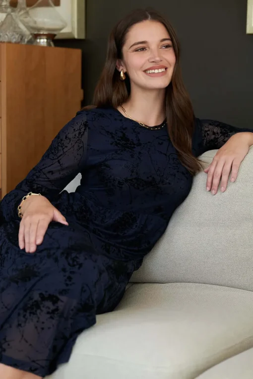 Foil International Velvet Dress in Midnight Splatter