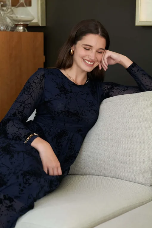 Foil International Velvet Dress in Midnight Splatter