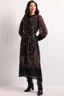 Foil Stitchuation Dress in Black Embroidery