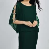 Frank Lyman Diamonte Trim Dress in Evergreen 219001