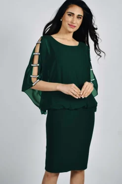 Frank Lyman Diamonte Trim Dress in Evergreen 219001
