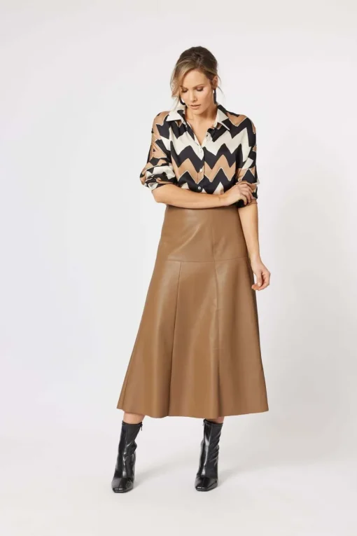Hammock & Vine Brooke Vegan Leather Skirt in Coffee