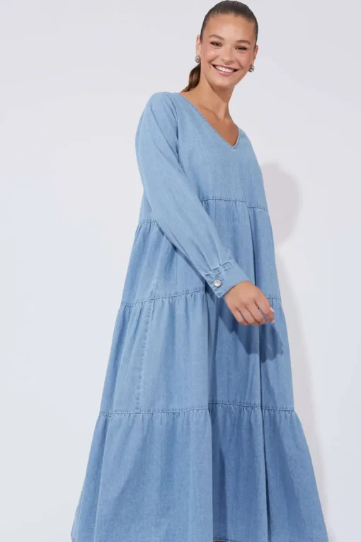 Haven Austin Denim Maxi in Blue Denim