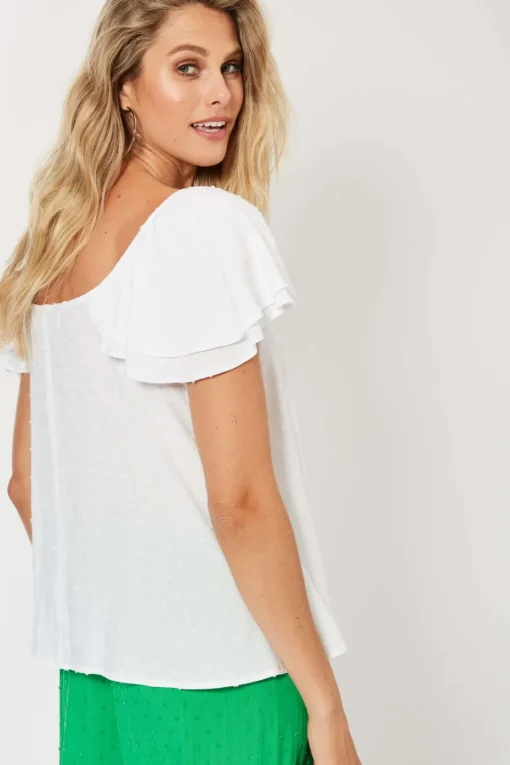 Haven Zanzibar Frill Top in Ecru