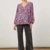 Isle of Mine Euphoria V Blouse in Azure Bloom