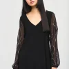 Joseph Ribkoff Flare Tunic in Beaded Sleeve in Black 243132