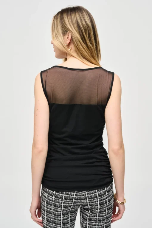 Joseph Ribkoff Mesh Fitted Top in Black 243104