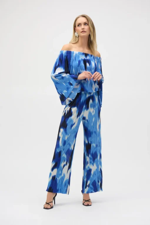 Joseph Ribkoff Pleated Top in Blue Vanilla 252227