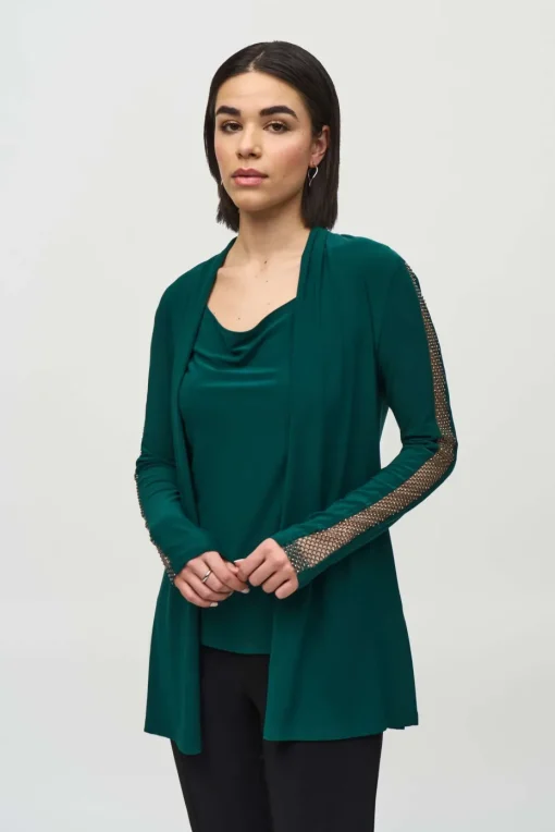 Joseph Ribkoff Rhinestone Mesh Set in Absolute Green 244170