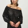 Joseph Ribkoff Sequin Top in Black 244227