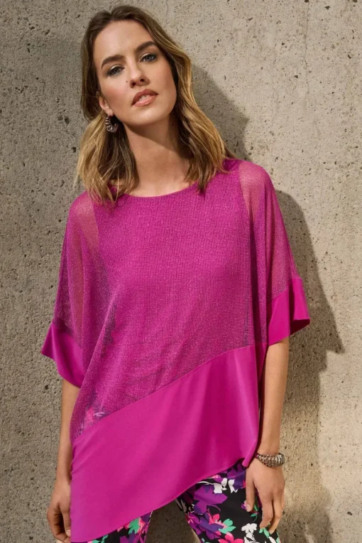 Joseph Ribkoff Silky Mesh Top in Purple Orchid 251092