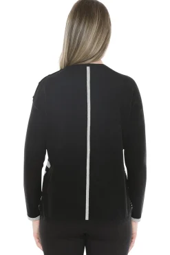 Jump Mixed Stripe Pullover in Black Grey