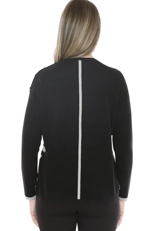 Jump Mixed Stripe Pullover in Black Grey