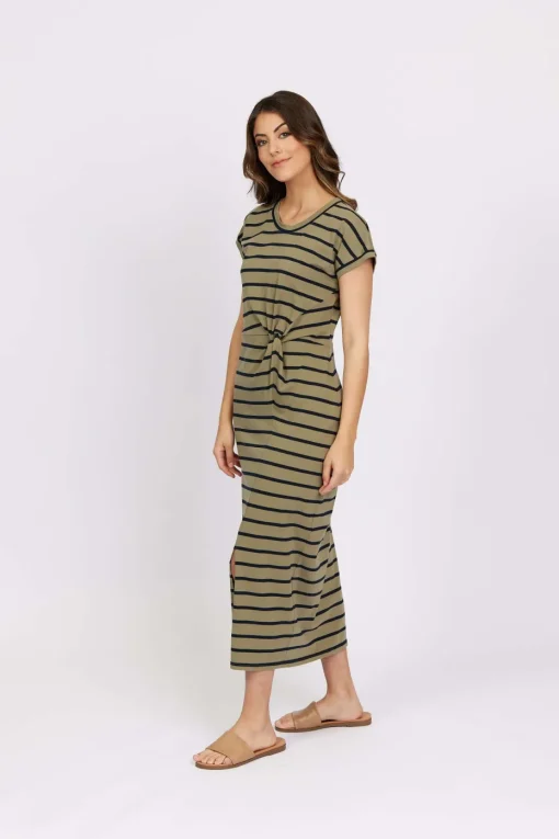 Knewe Parker Dress in Khaki Stripe