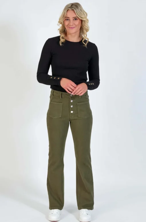 Knewe Potter Bootleg Jean in Khaki