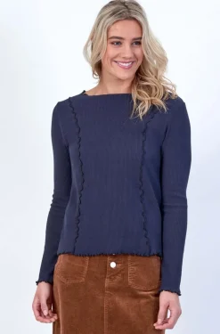 Knewe Tribe Ribbed Top in Ink