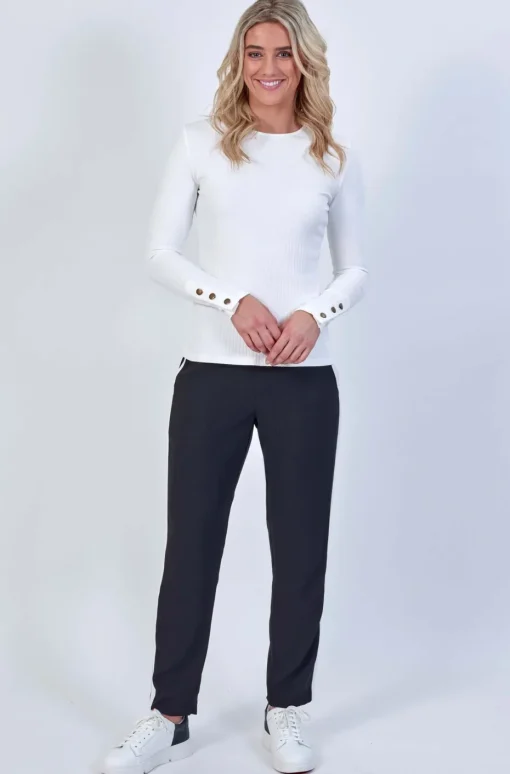 Knewe Virgo Ribbed Top in Off White