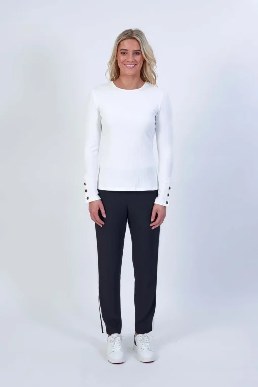 Knewe Virgo Ribbed Top in Off White