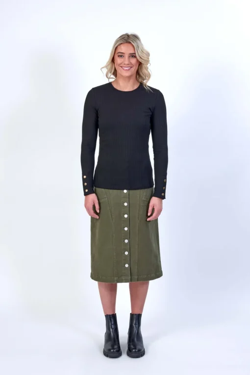Knewe Virgo Ribbed Top in Black
