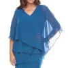 Layla Jones Chiffon Cape Dress in Sapphire LJ0448