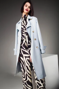 Ping Pong City Trench Coat in Baby Blue