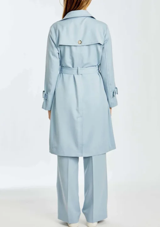 Ping Pong City Trench Coat in Baby Blue