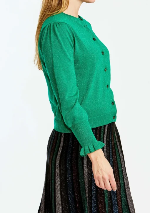 Ping Pong Lurex Cardi in Emerald