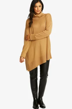 Ping Pong Merino Asymmetric Pullover in Butterscotch