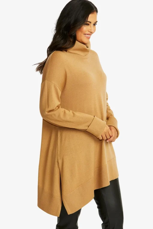 Ping Pong Merino Asymmetric Pullover in Butterscotch