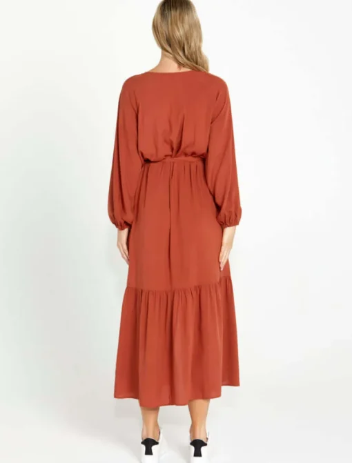 Sass Brigitte Balloon Sleeve Maxi in Chestnut
