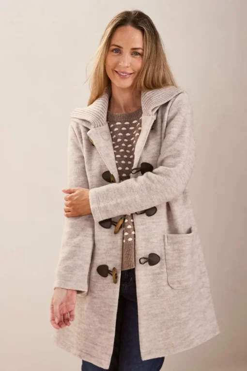 See Saw Boiled Wool Duffle Coat in Natural
