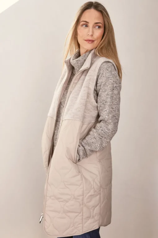 See Saw Boiled Wool Quilted Vest in Natural