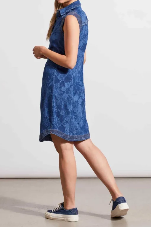 Tribal Denim Dress in Ocean Blue