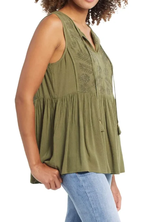 Tribal Embroidered Top in Palmleaf 7345O-4573