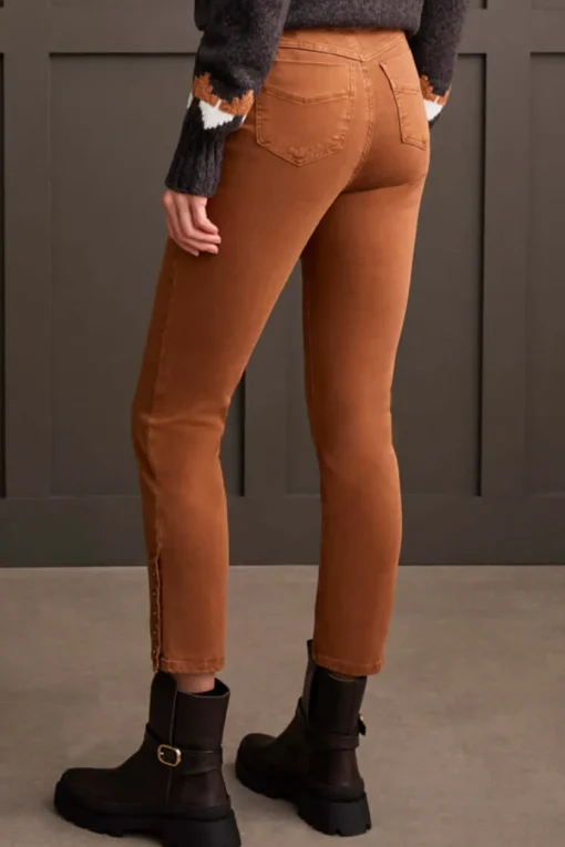 Tribal Pull On Ankle Pant with Hem Vent Detail in Walnut