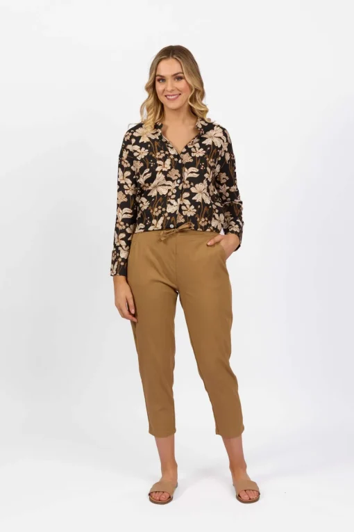 Vassalli Drawstring Pant in Caramel 5790